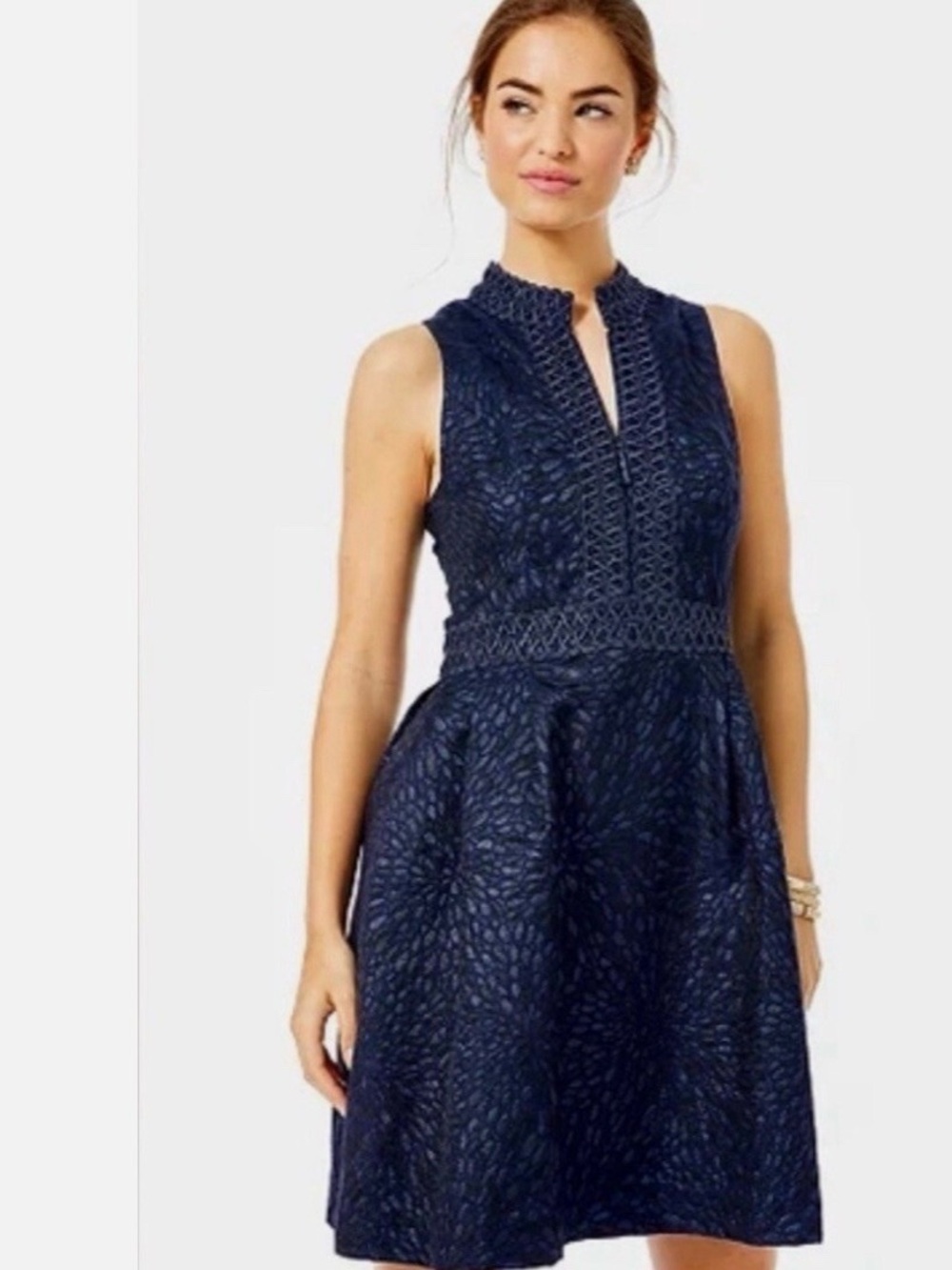 Lilly Navy Metallic Lagoon Jacquard Dress NWT size 8